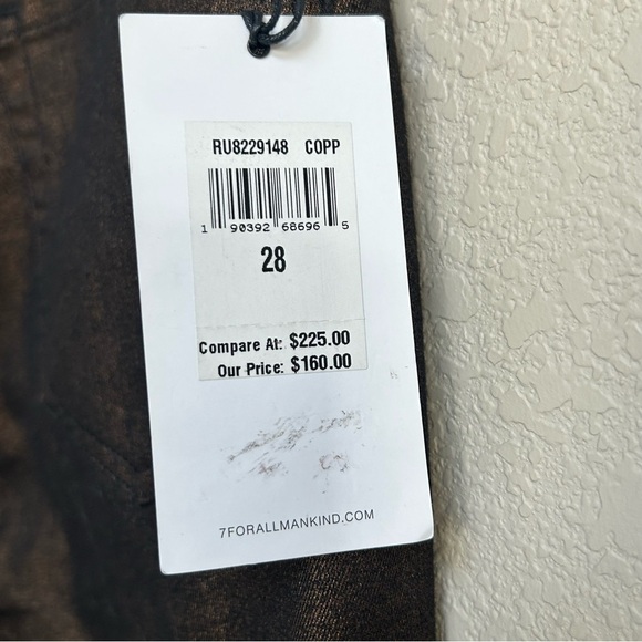 NWT 7 For All Mankind Women’s Ankle Gwenevere Jeans 28 Brown Metallic Denim - Picture 5 of 8